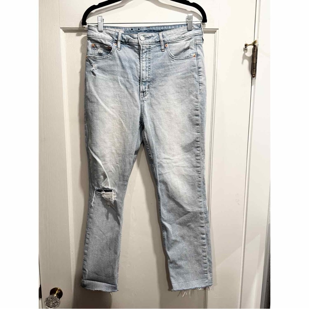 Gap Sky High Rise Vintage Slim Jeans Light Indigo 30 Straight 90s Denim Summer - Picture 3 of 14